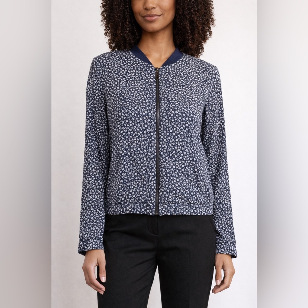 Molly Bracken Ditsy Floral Blue Lightweight Bomber Jacket